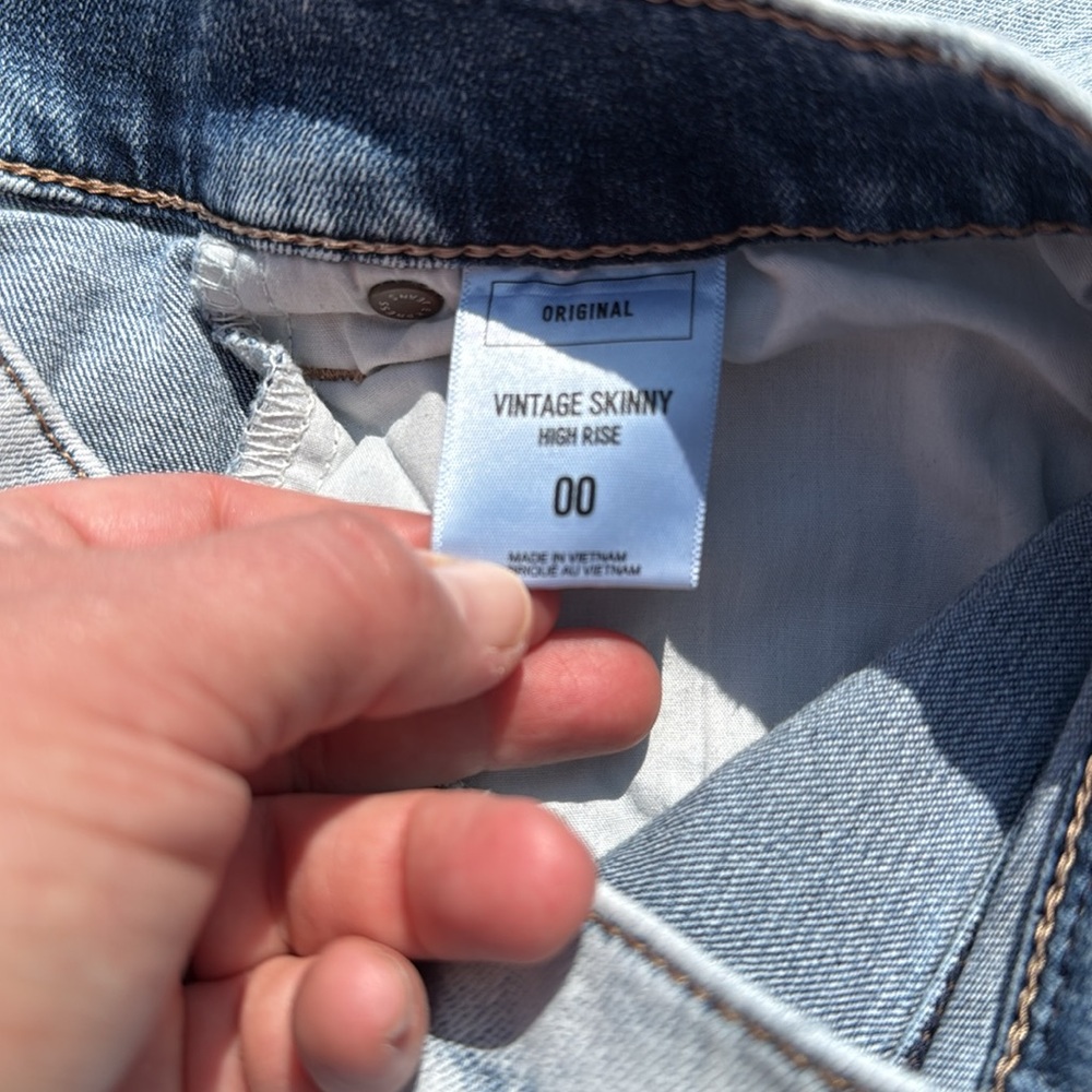 Excellent used condition Express Vintage Skinny HR Distressed Jeans Size 00 - Picture 4 of 9